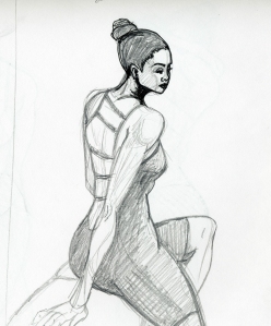 Sketch of model Taneisha Shaw, first round ten minute pose.